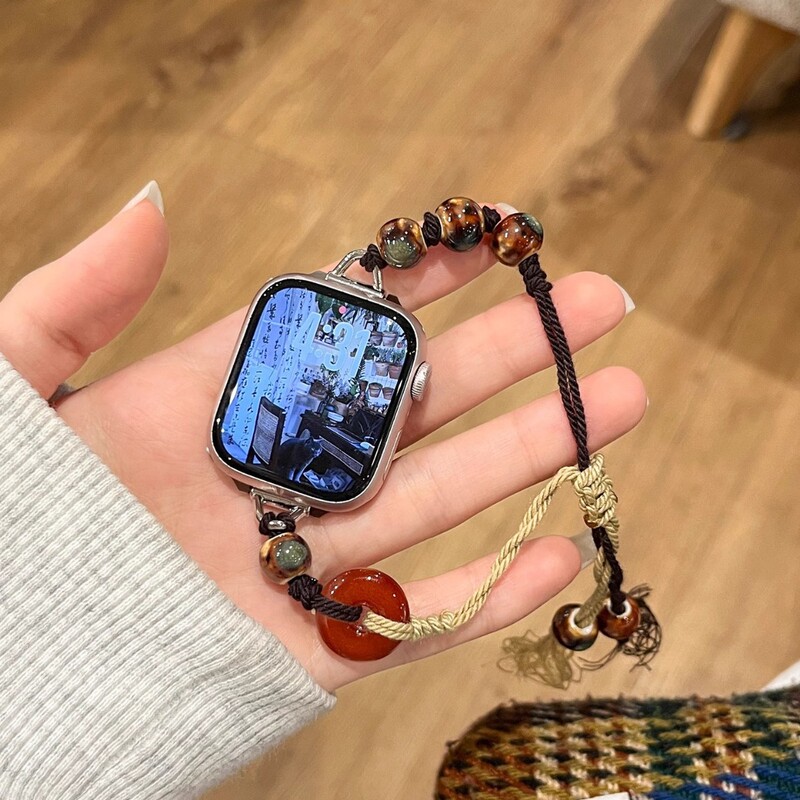 Suitable for iWatch Strap S10 Apple Watch Applewatch9 New Chinoiserie S8 Safety Buckle Braided Rope Se Summer Women