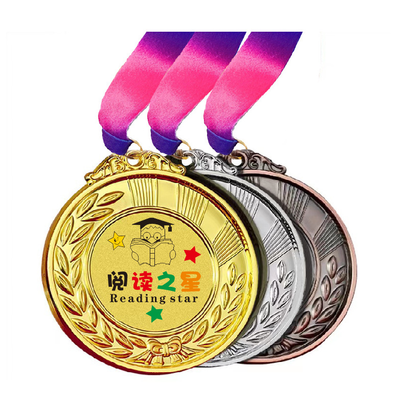 Medalla de metal Maratón Juegos Medalla de oro Jardín de infantes Medalla de oro, plata y bronce Honor Listado Producción