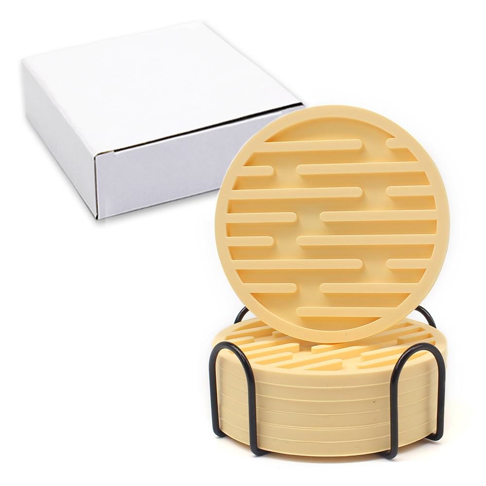 Amazon puede imprimir logo almohadilla de aislamiento térmico juego de silicona posavasos 10cm posavasos de té anti-escaldado alfombra redonda antideslizante para el hogar