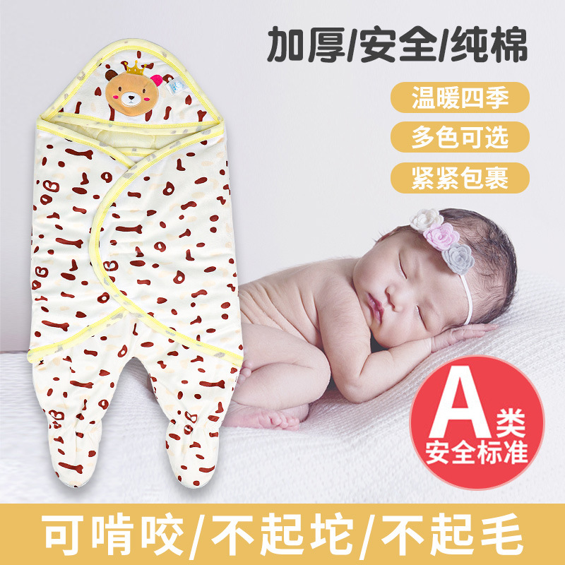 Edredón recién nacido bebé coral fleece algodón bolsa edredón bebé Otoño e Invierno pequeño edredón de dibujos animados sala de entrega edredón