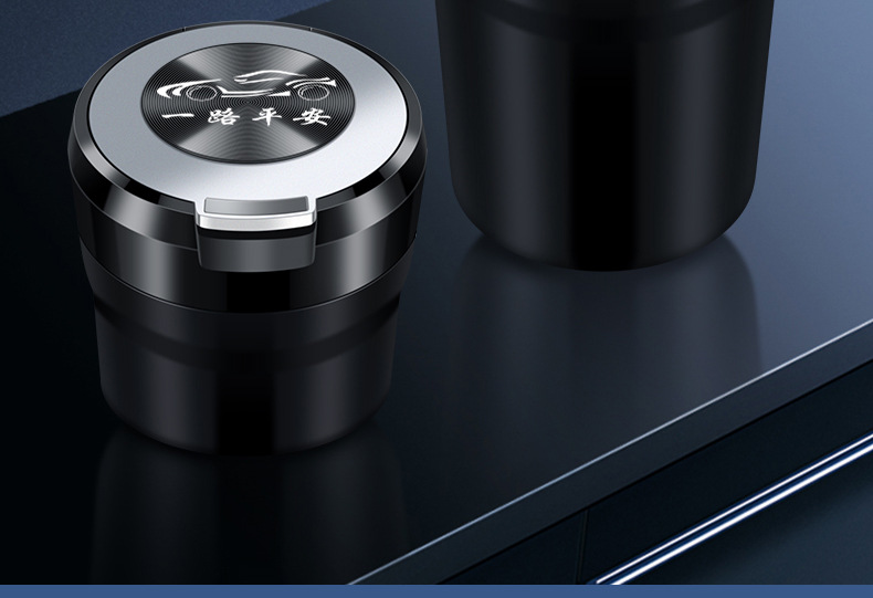 New ceramic liner multi-function with light personality ashtray car CD pattern flip ashtray car interior accessories