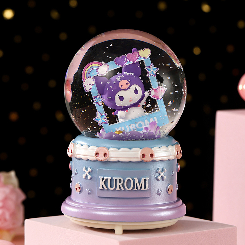 大号自动飘雪水晶球音乐盒儿童女孩生日礼物发光八音盒家居装饰品