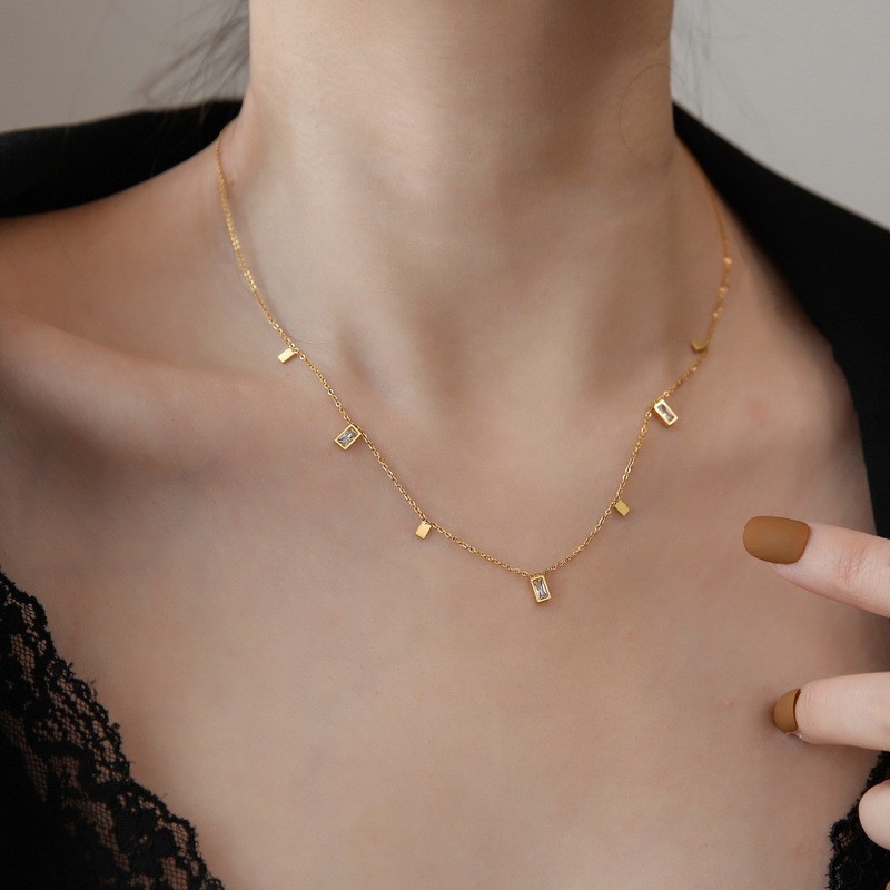 Necklace Classification 1 Piece Quantity 1 Piece Fashion Geometric Titanium Steel Plating Zircon Necklace