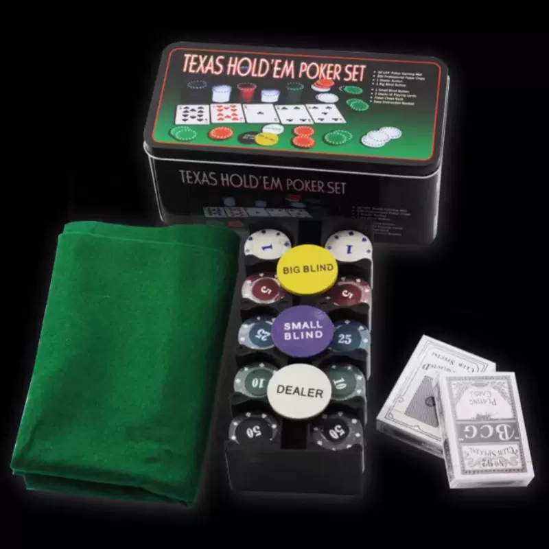 数字印刷德州扑克筹码套装马口铁盒筹码200筹码代币庄码扑克桌布