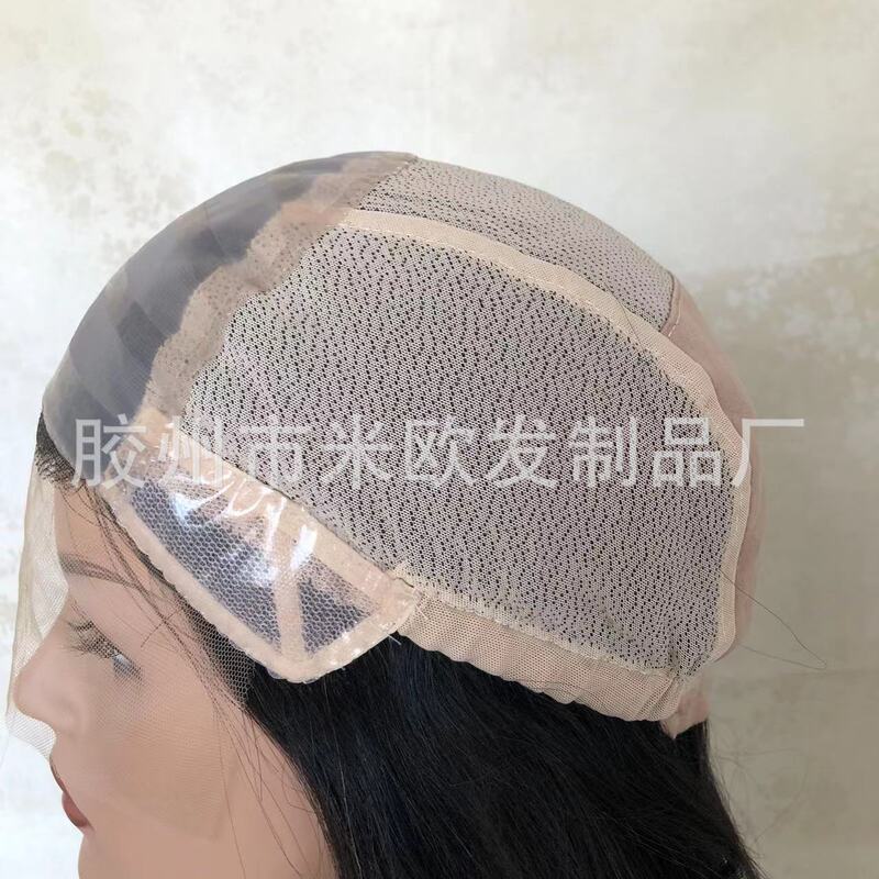 Medical Medical Real Hair Fully Hand-woven Chinese Smooth Hair Ladies Lace Wig Headgear European and American Cross-border Export White People
