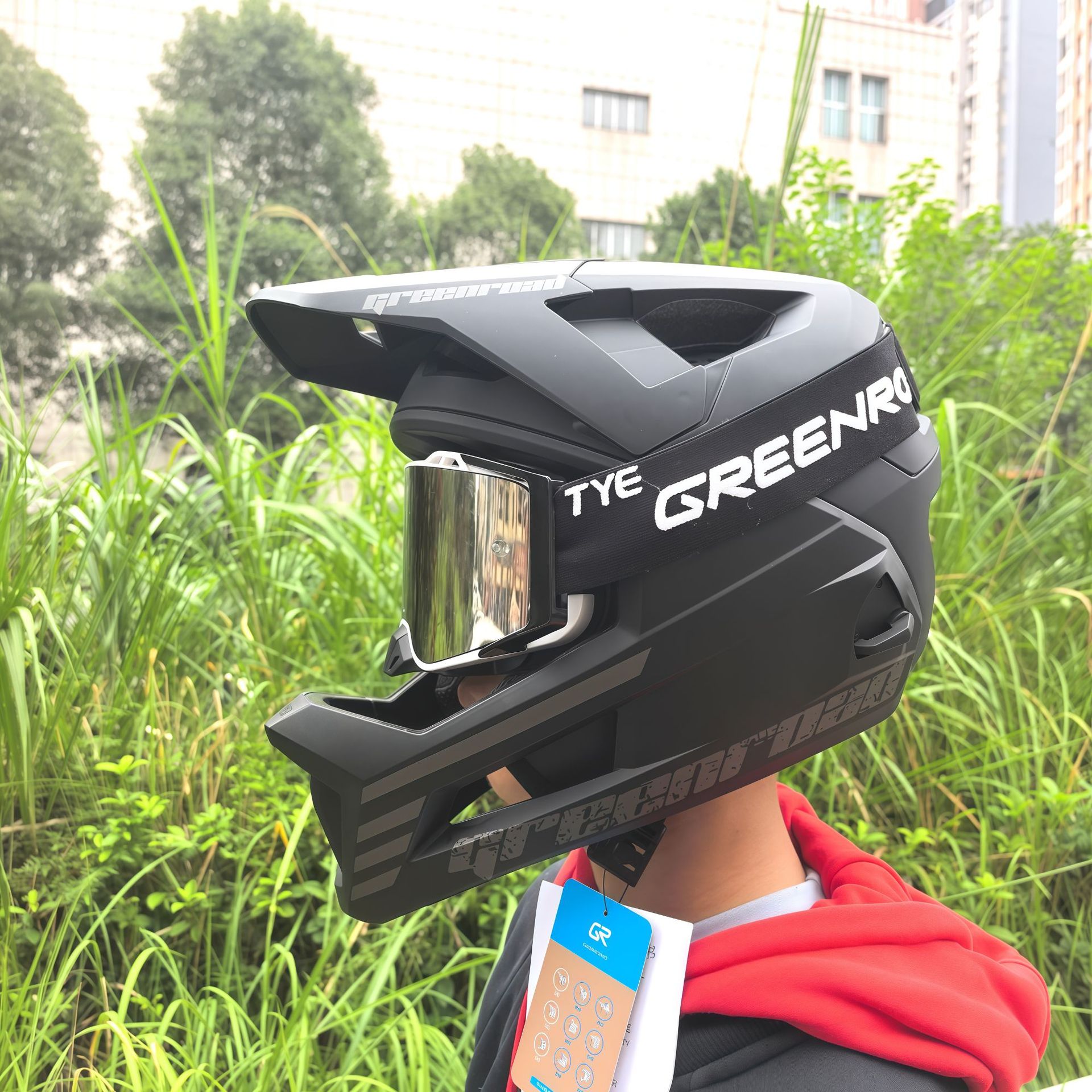 Greenway X6 Full-Face Helmet New Mountain Bike Full-Face Helmet Quick-Release Chin Downhill Off-Road Cycling Suit for Teenagers 10-18 Years Old