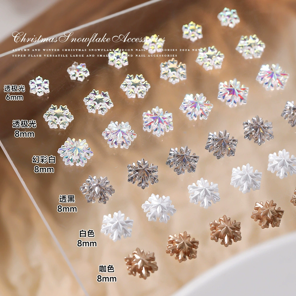 Новая снежинка ногтей ювелирная сетка красная рождественская плоская двойная белая ледяная цветочная смола