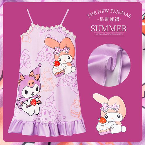 Children's Pajamas Summer Girls' Camisole Dress Nightgown Cartoon Princess Style Kids' Mid-to-Large Size Home Wear Dress