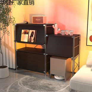 Black Minimalist Flip-Door Magazine Cabinet Art Bag Bedside Table Bauhaus Living Room Sweeping Robot Storage Rack Bedroom