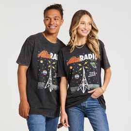 外贸明星洗水复古T恤Alien Radio Music Of The Spheres T-shirt