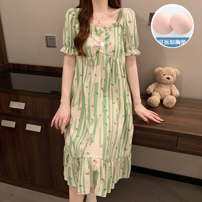 HelloKitty nubes de algodón con cojín de pecho pijama de verano de mujeres pijamas de mangas cortas lindos 2025 nueva ropa para el hogar