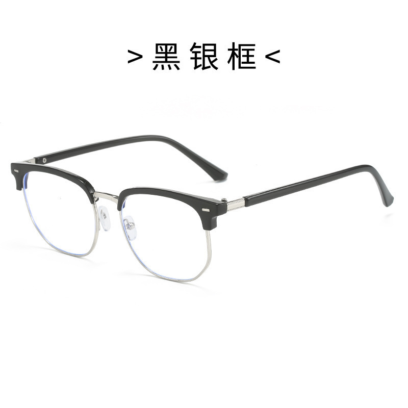 Gafas de media montura que cambian de color fotosensibles para hombres, cara grande, gafas de miopía de moda anti-luz azul, las mujeres pueden equiparse con ojos planos