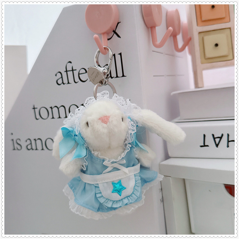 Only clothes for sale] shy little bonny rabbit 8cm key chain for clothes apron maid doll bag ornaments