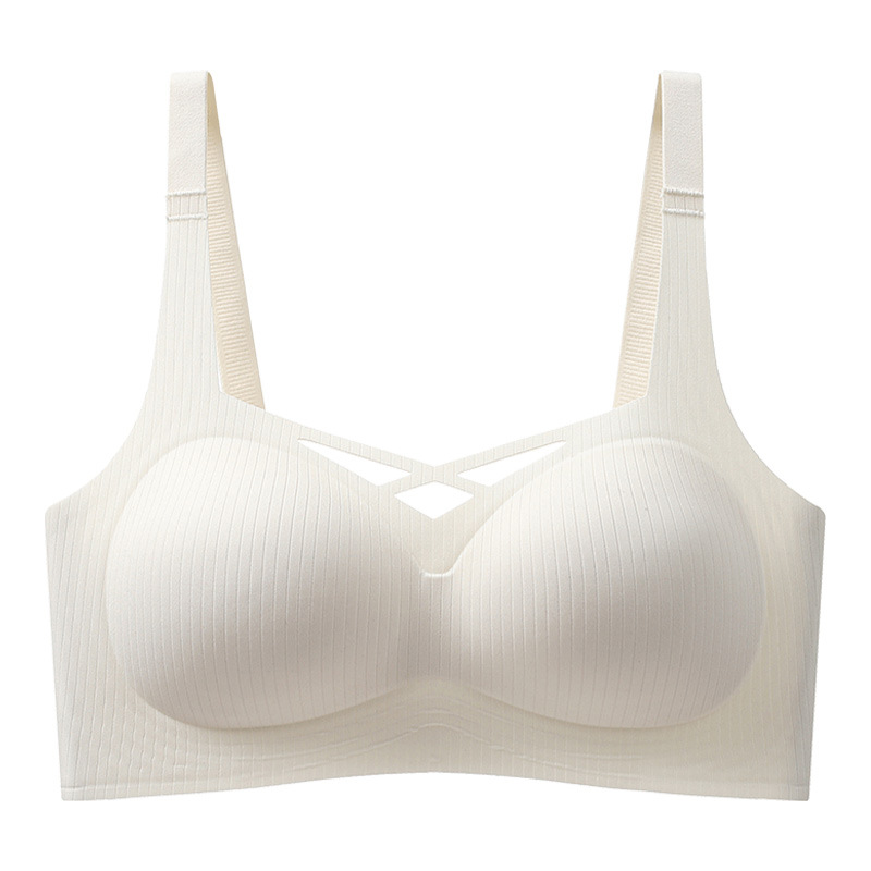 Ropa interior sin costuras para mujer, estilo fino de verano, pecho pequeño transpirable, recogido, soporte suave, anti-expansión, pecho secundario, anti-flacidez, sujetador