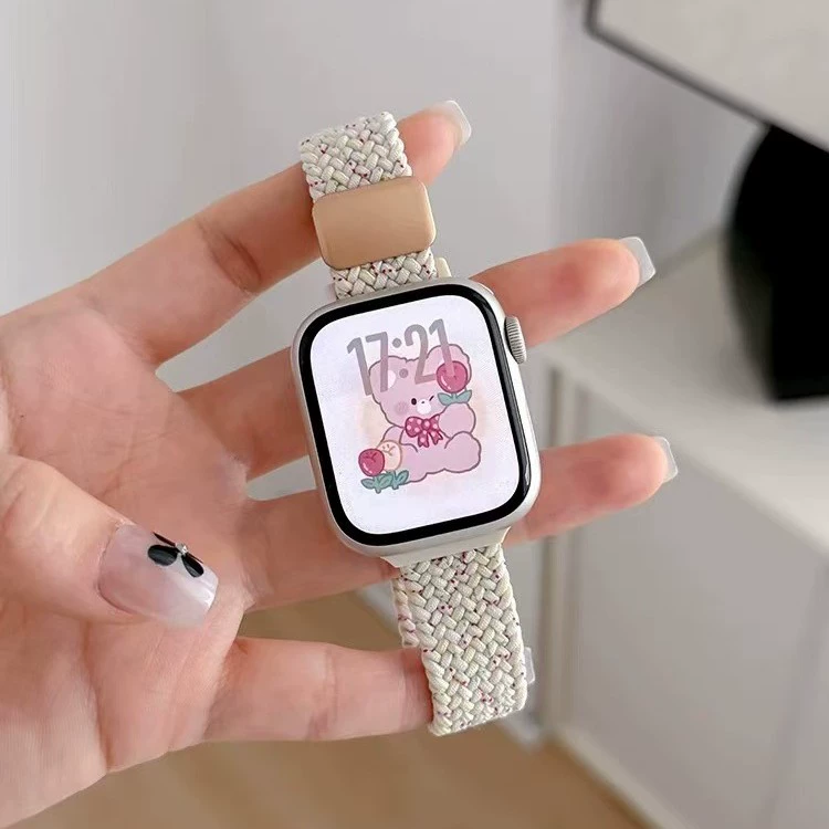 【Детально】Совместимо с ремешком iwatch10 S9 Apple Watch applewatch8 нейлон бороздчатый магнитный всасывание