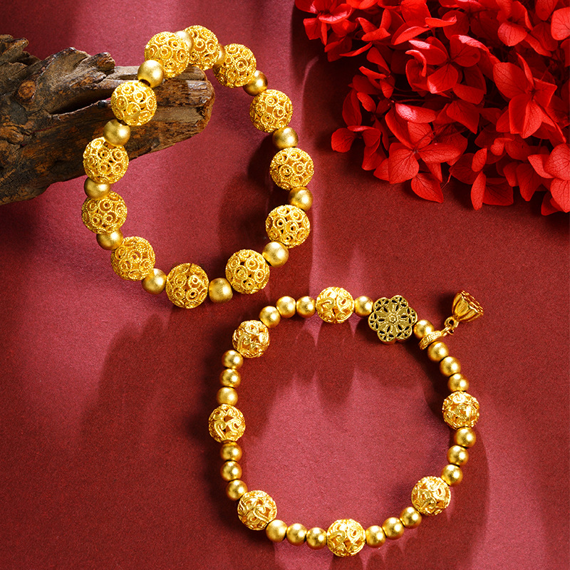 Sha Jin China estilo ling ling ling pulsera de marea nacional de mujer hortenida loto imitación cadena de perlas de oro fabricantes Yiwu al por mayor joyerías al por mayor image 1