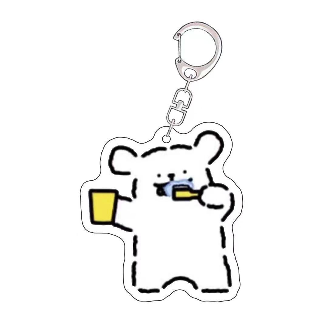 Líneas lindas perros acrílicos llaveros parejas amigas caricaturas mochilas divertidas colgentes amigos pequeños regalos lotes