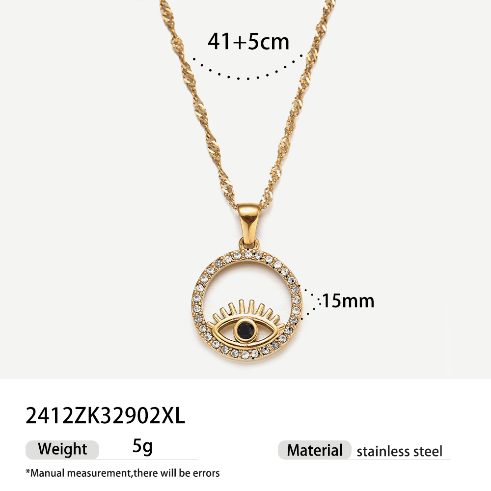 Tiana Europa y los Estados Unidos viento en línea rojo ojo del diablo conjunto de collar de clavícula relieve universal acero inoxidable chapado 18 quilates collar de oro para mujeres image 6