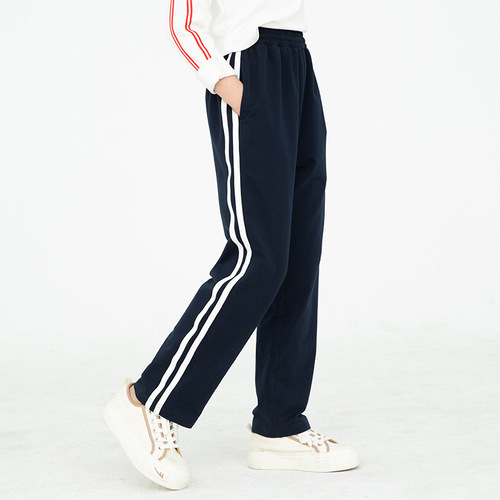 School uniform pants navy blue spring and autumn style loose straight dark blue thin school pants for middle school children, junior high school and primary school students