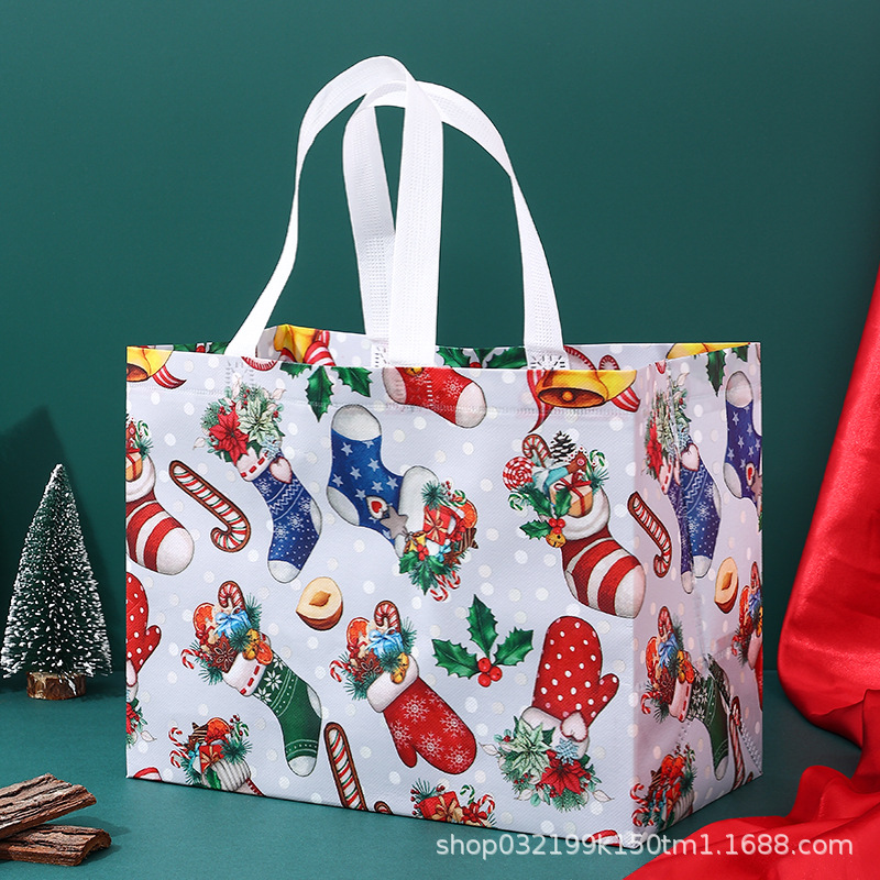 Bolso no tejido de Navidad bolso de mano logotipo personalizado gran película de dibujos animados transfronterizos alta sensación bolsa de embalaje de regalo