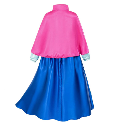 Ice and Snow Fairy Tale Foreign Trade Children's Dress with Scarf Anna Princess Dress Cosplay Costume for Girls Birthday Gown