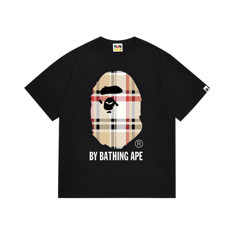 Cross-Border Foreign Trade Bape Trendy Brand 230g Short-Sleeved Men's Letter-Printed American-Style Loose-Fitting Couple's Casual T-Shirt Half-Sleeved Shirt Cross-Border Foreign Trade Bape Trendy Brand 230g Short-Sleeved Men's Letter-Printed American-Style Loose-Fitting Couple's Casual T-Shirt Half-Sleeved Shirt