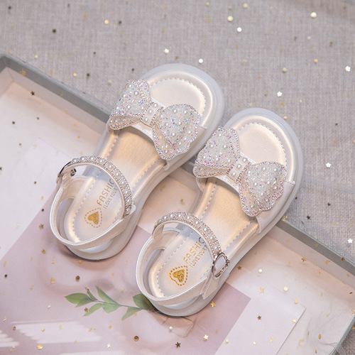 2025 Summer Girls' Sandals, Princess Style: Soft-Soled Crystal Shoes for Little Girls and Toddlers—Perfect for Children's Performances