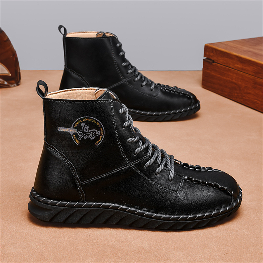New Autumn And Winter High-top Martin For Women, Hand-sewn Leather Boots, Outdoor Non-slip Foreign Trade Women's Boots_vogvips.com