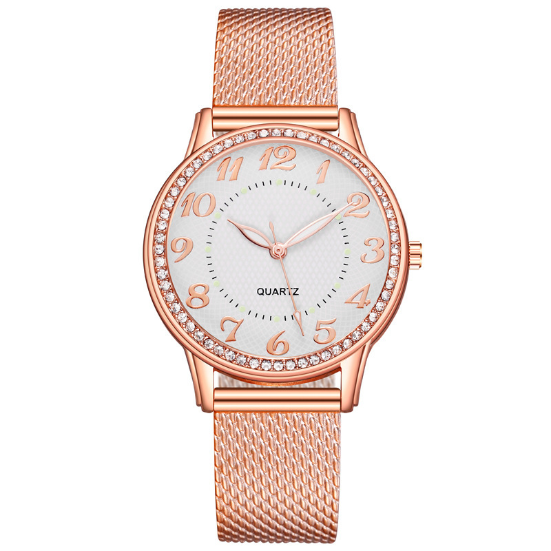 Glow Student Diamond Girl Rubber Mesh Belt Women's Quartz Watch Women Watches            es_voghion.com