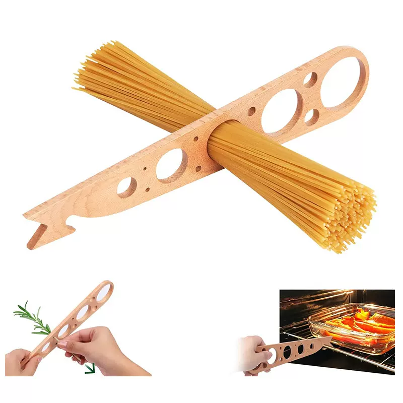 木制意大利面测量工具厨房用品草本剥离器多孔木制烤箱推拉器批发
