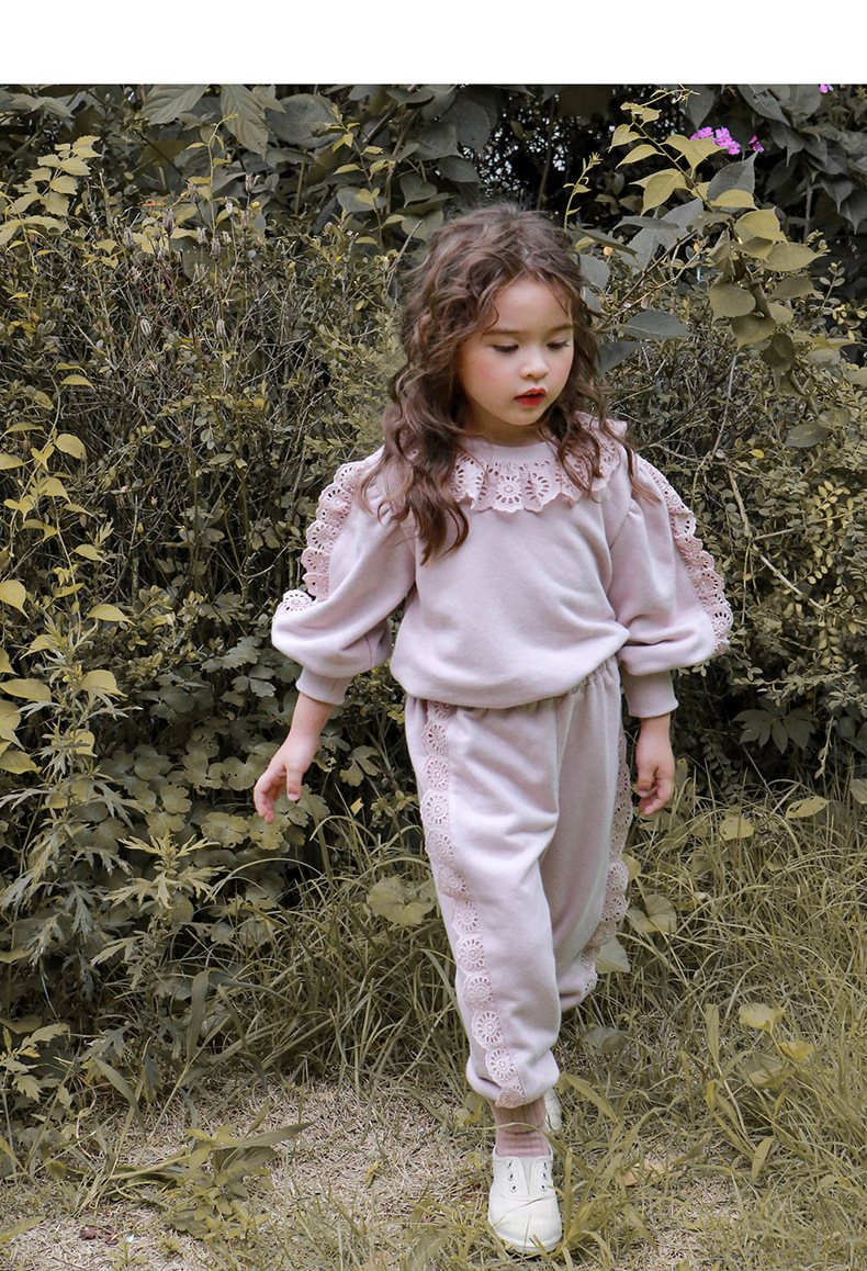 Abbigliamento per bambini Felpa con cappuccio a maniche lunghe pullover allentato in pizzo per bambina_voghion.com