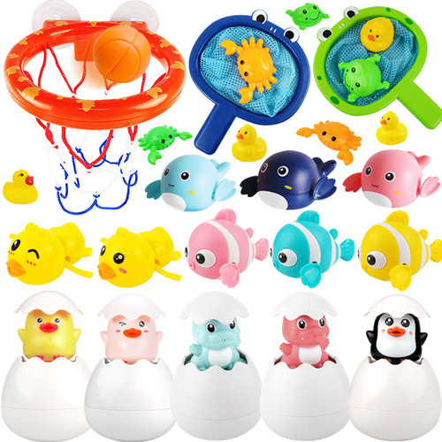 Matching baby water play bath toy swimming turtle dolphin little yellow duck summer bathroom children