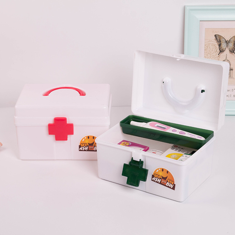 Convenience Medicine Box Plastic Home Medical First Aid Box Portable Small Medicine Box Household Medicine Flip Storage Box