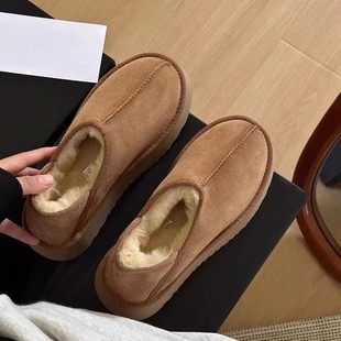 Thick-Soled Snow Boots for Women 2025 Winter New Wool Two-Wear Can Be Stepped on the Heel Thickeneded and Warm Northeast Large Cotton Short Boots for Women