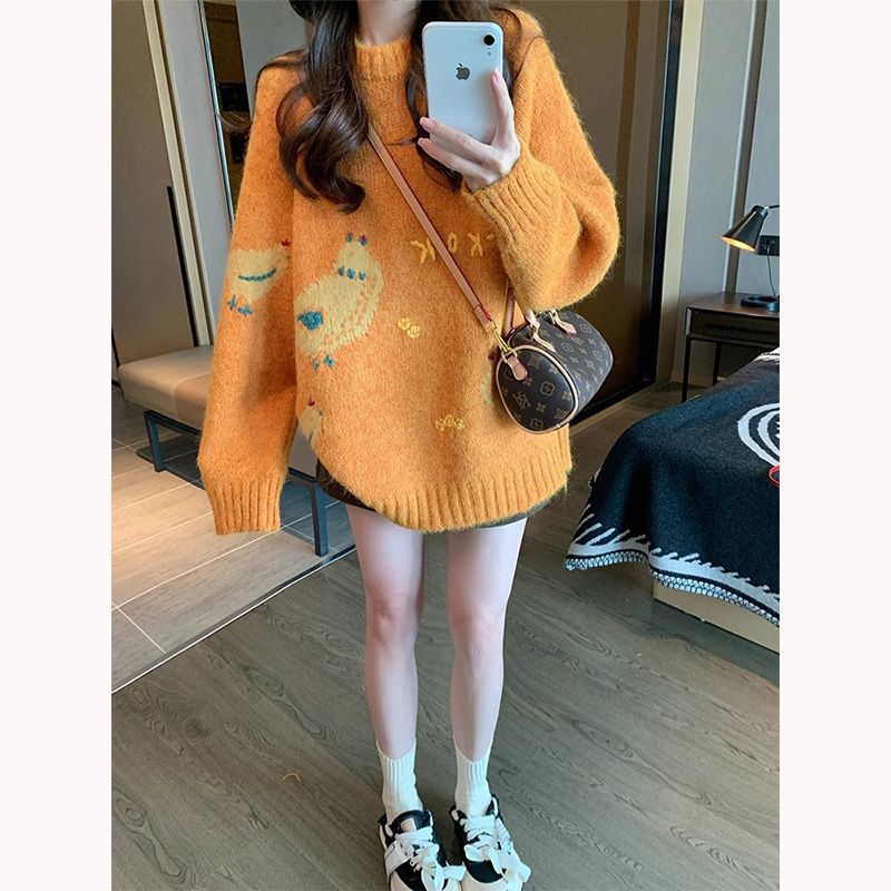 여성 2025 새로운 한국 패션 서양식 느슨한 니트 스웨터 엉덩이 스커트 투피스 세트 봄