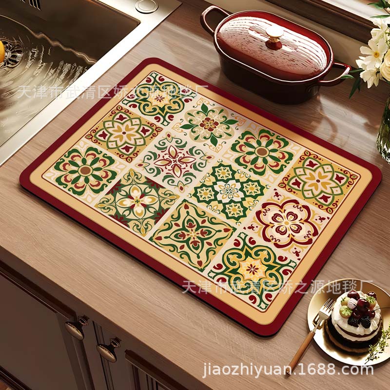 Almohadilla de drenaje transfronteriza, lodo de diatomeas, fácil de cuidar, almohadilla absorbente, encimera de escritorio de cocina, almohadilla de aislamiento antiescaldado, suministro directo de fábrica