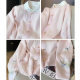 New Chinese Style National Style Pink Embroidered Long-sleeved Shirt with Vertical Collar Women's Spring and Autumn Gentle Style Sweet Elegant Lightweight Top