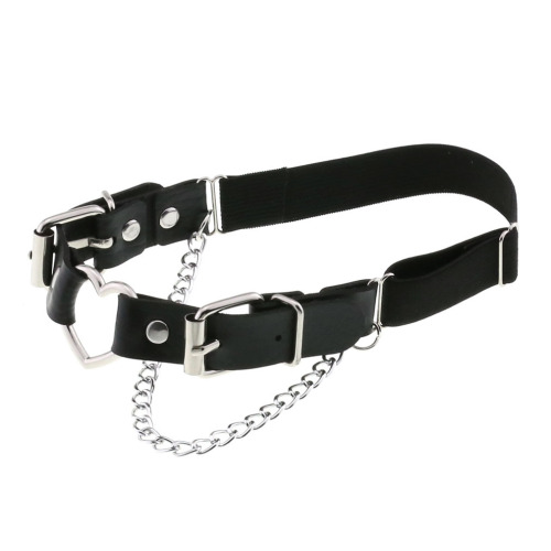 Cross-border Harajuku gothic punk style love heart chain leather thigh ring hip-hop personality elastic garter belt