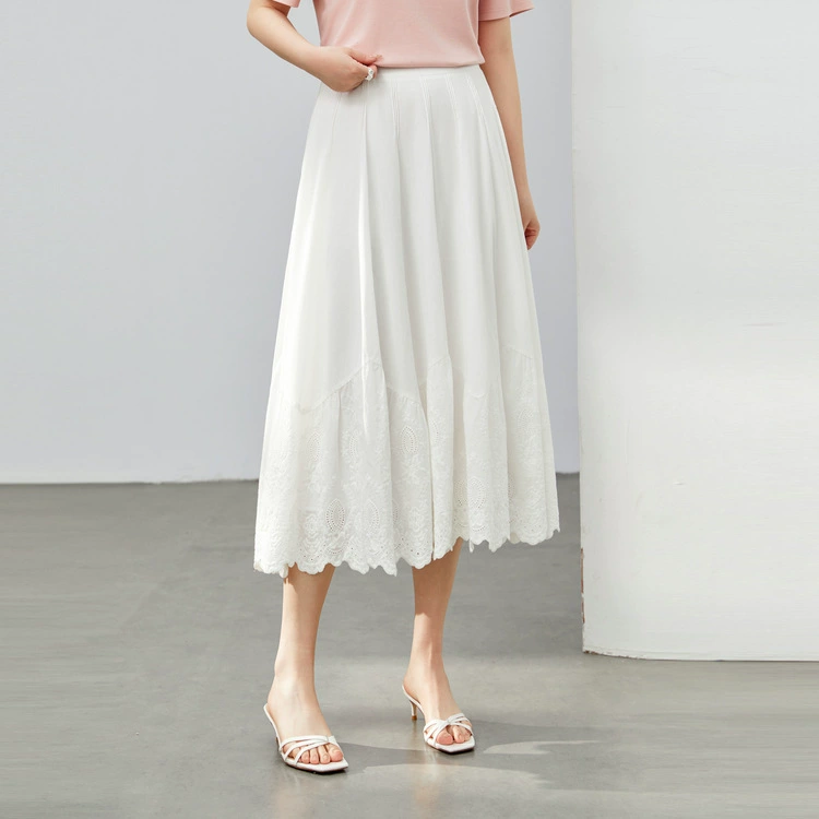 [Литературный стиль полого кружева удобная хлопчатобумажная юбка] Funny Show большой размер женский толстый mm2025 летний новый