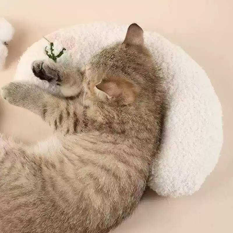 고양이 U자형 베개 [화이트]