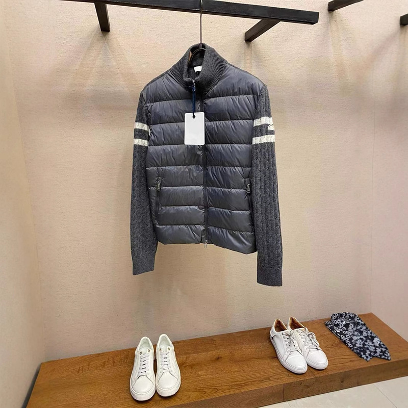 +V Discount Classy Mc Mengkoujia Autumn and Winter Light Knitted Wool Stitching Warm Men's and Women's down Jackets Wool Cardigans