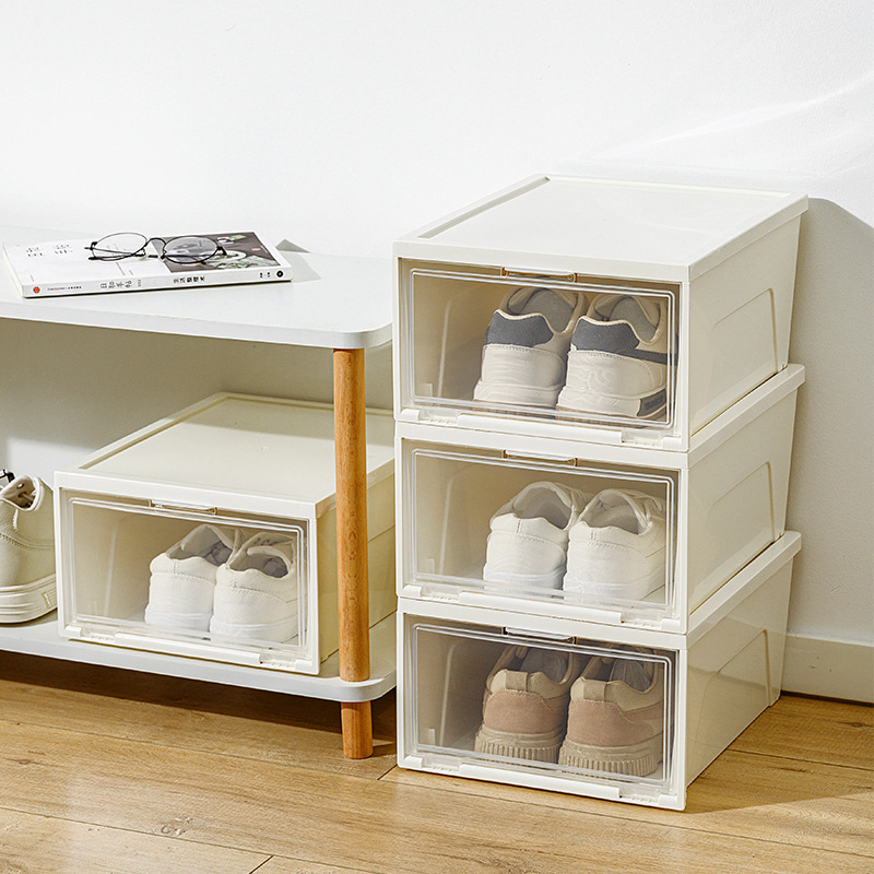 Free Shipping, Solid Color Shoe Box, Thickened Large Shoe Storage Box, Flip-Top Storage Organizer, Dust-Proof Transparent Visible Shoe Box