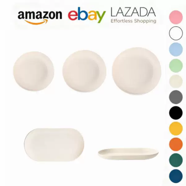 Wheat Straw Fish Plate Set, Oval Plate, Rectangular Dish Plate, Fruit Plate, Dumpling Plate, Simple Set