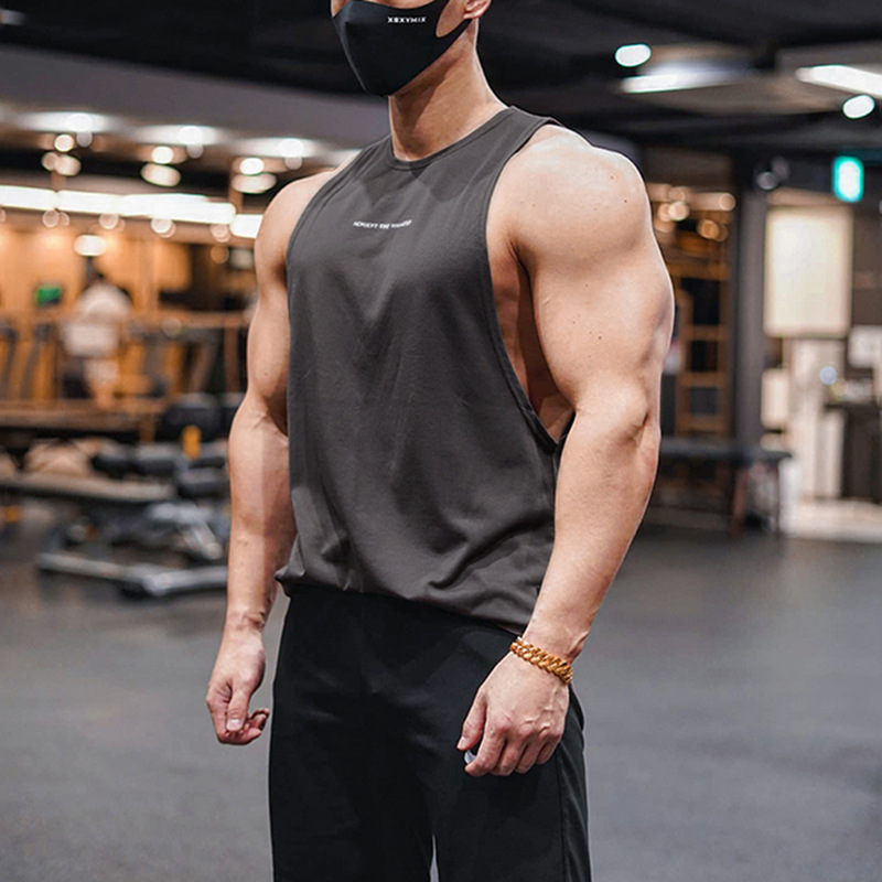 Summer new fitness sports quick-drying vest men's elastic loose wide shoulder round neck casual sports vest