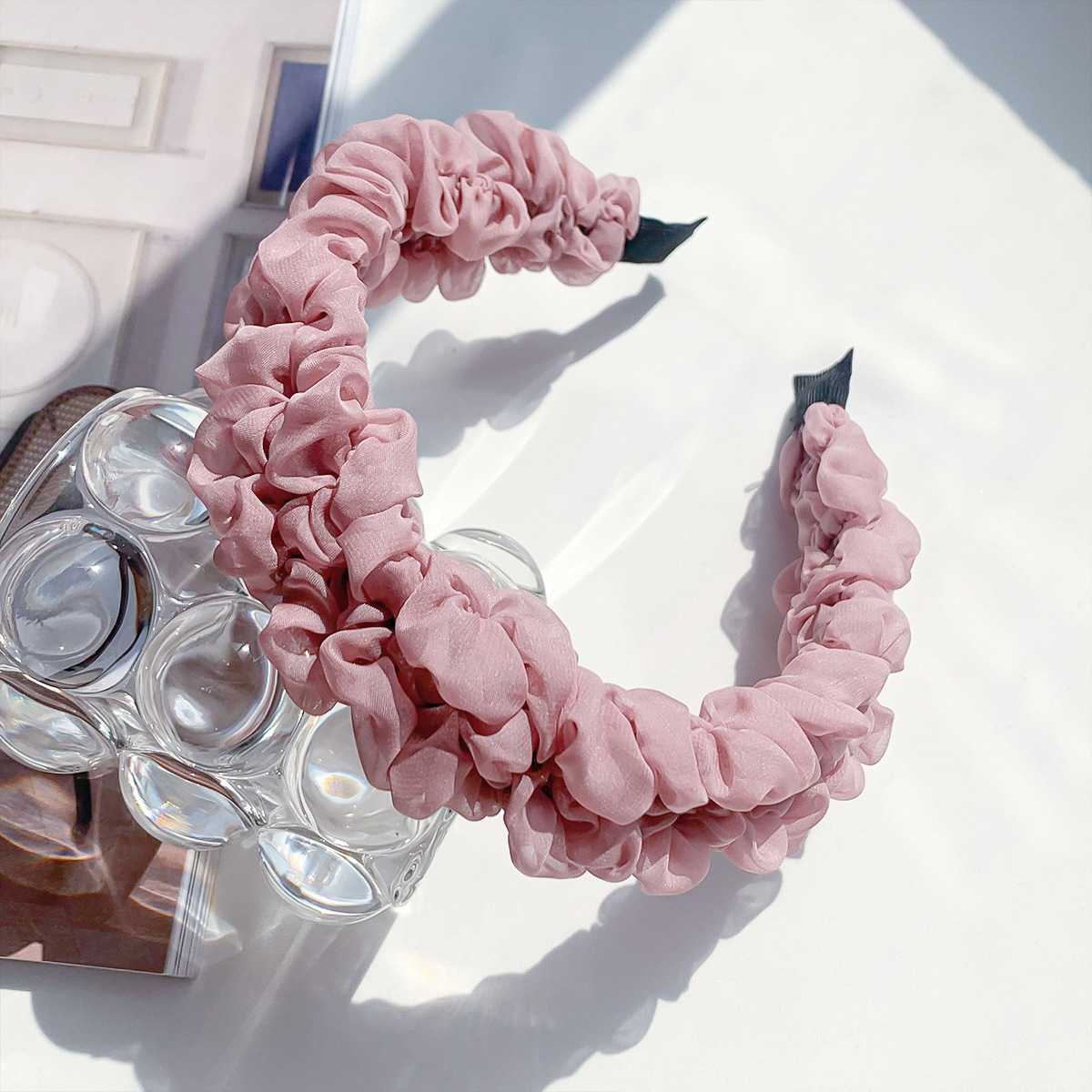 Serre-tête plissé en maille style mode accessoire cheveux_voghion.com