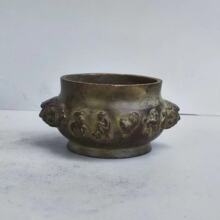 古玩杂项复古黄铜十二生肖兽头香炉熏香炉插香炉包浆老道家居装饰