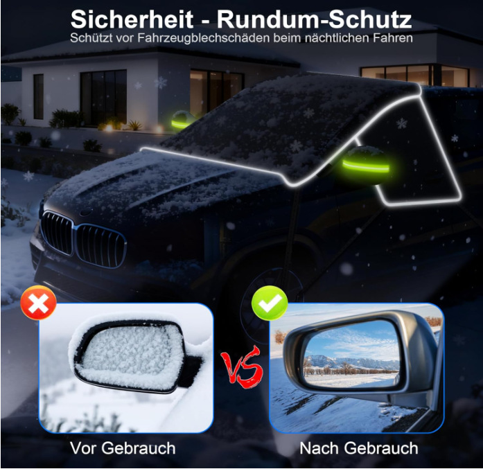Thickened Oxford Cloth Car Front Windshield Snow Cover, Universal Snow and Dust Protection Sunshade, Suitable for SUVs/Sedans