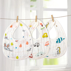 6-layer high-density gauze bib U-shaped bib saliva napkin rice pocket bib washed gauze fabric water-absorbent and breathable