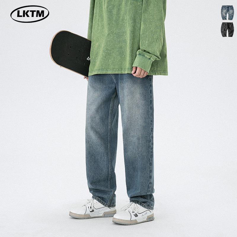 Zhang Jiani y Bai Yufan's Spring Festival Gala unisex jeans de pierna recta 2025 pantalones sueltos casuales de pierna ancha para todas las estaciones