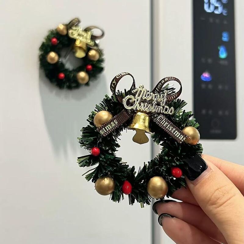 3D Christmas Wreath Fridge Magnet Creative Magnetic Decoration Holiday Atmosphere Ins-Style New Christmas Tree Ornament